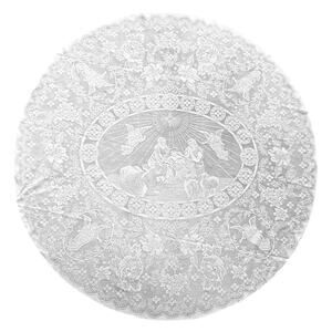 Round White Lace Tablecloth Nativity Scene 70 Inch Intricate Weave Polyester